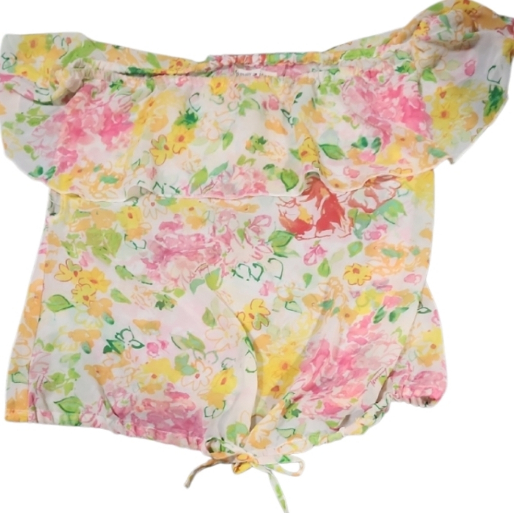 Vintage Tommy Jeans M Jrs Floral Off-Shoulder Top